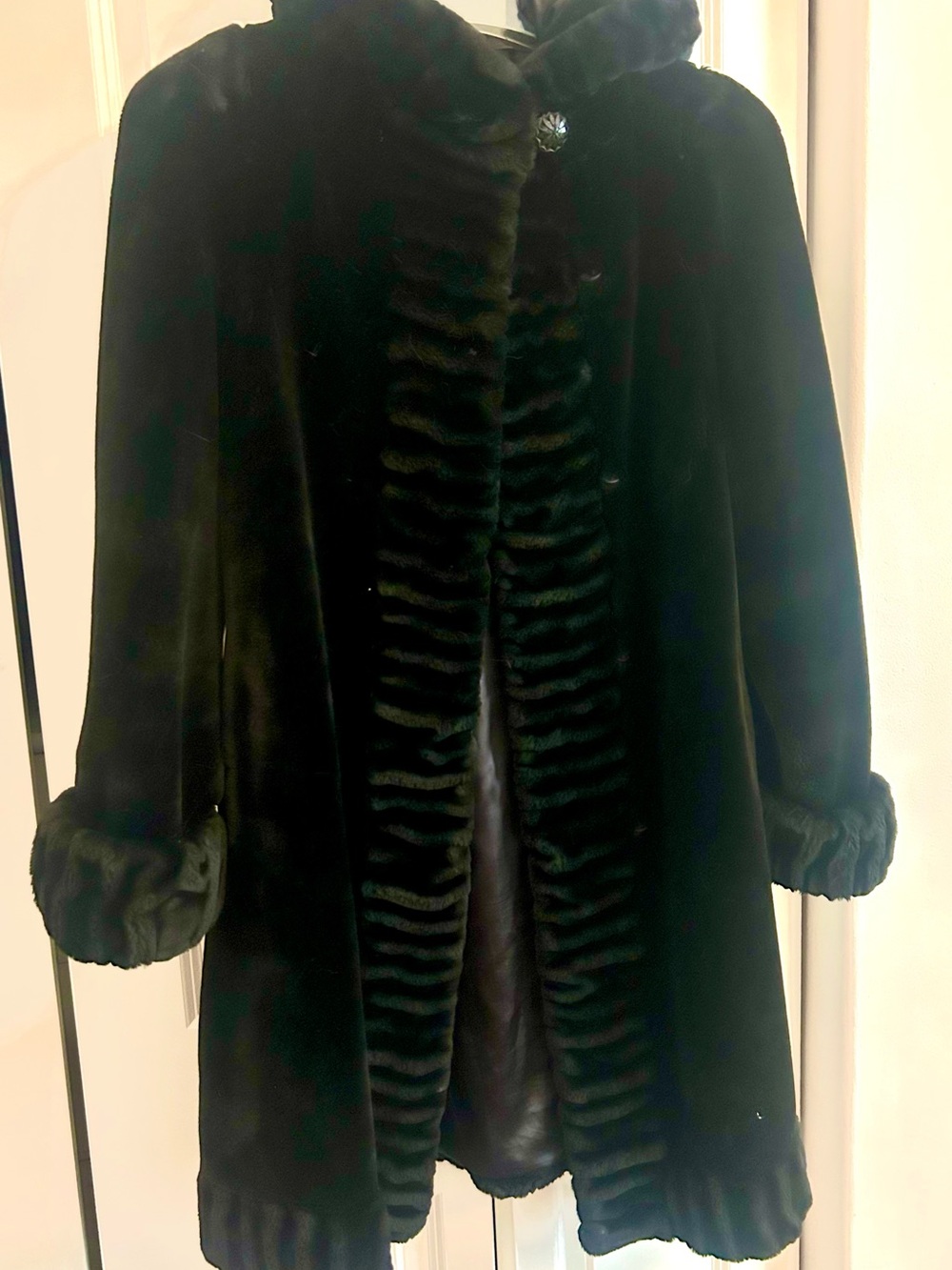 Gorgeous Black Faux Sheared Beaver Coat
